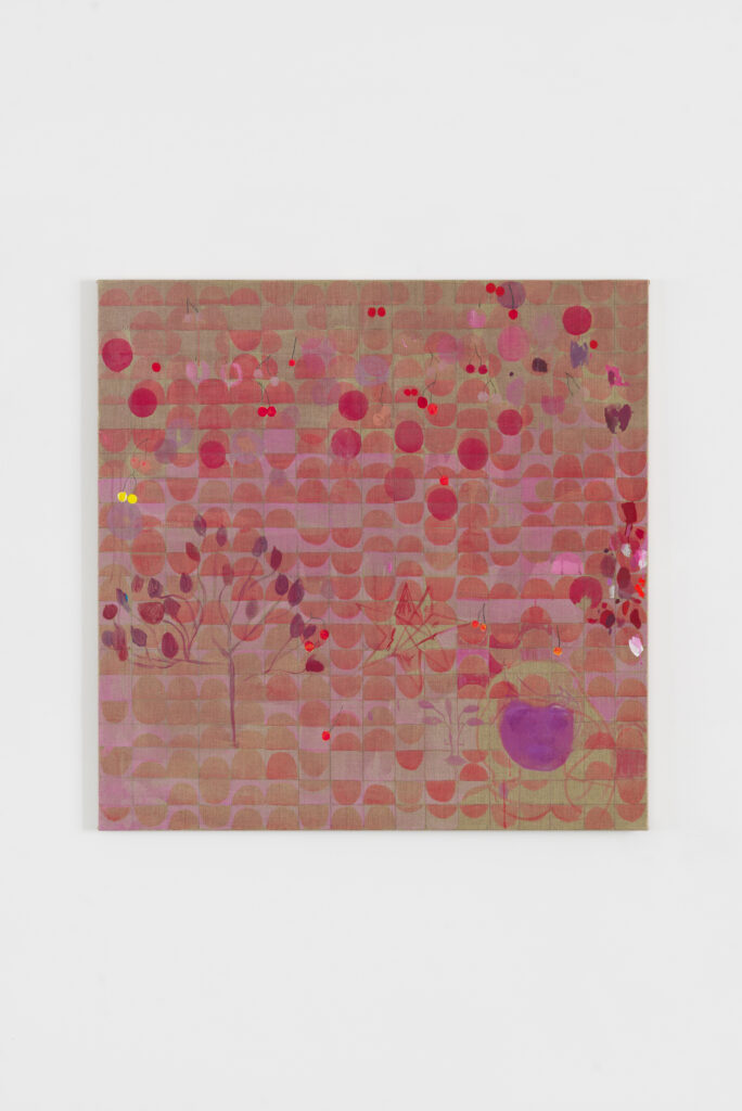 Mitt hjärta är en fallfrukt, 135 x 135 cm, acrylic on linen, 2025